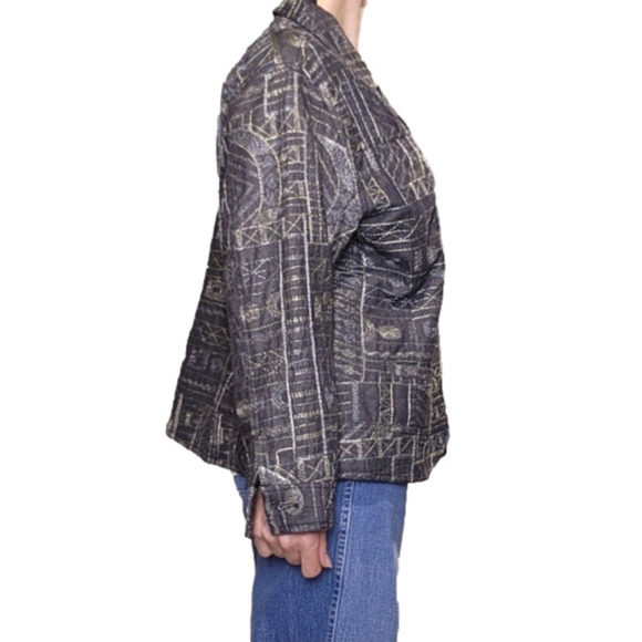 Jacket Filigree embroidered Black metallic gold and silver Size XL CHICO'S - Picture 2 of 15